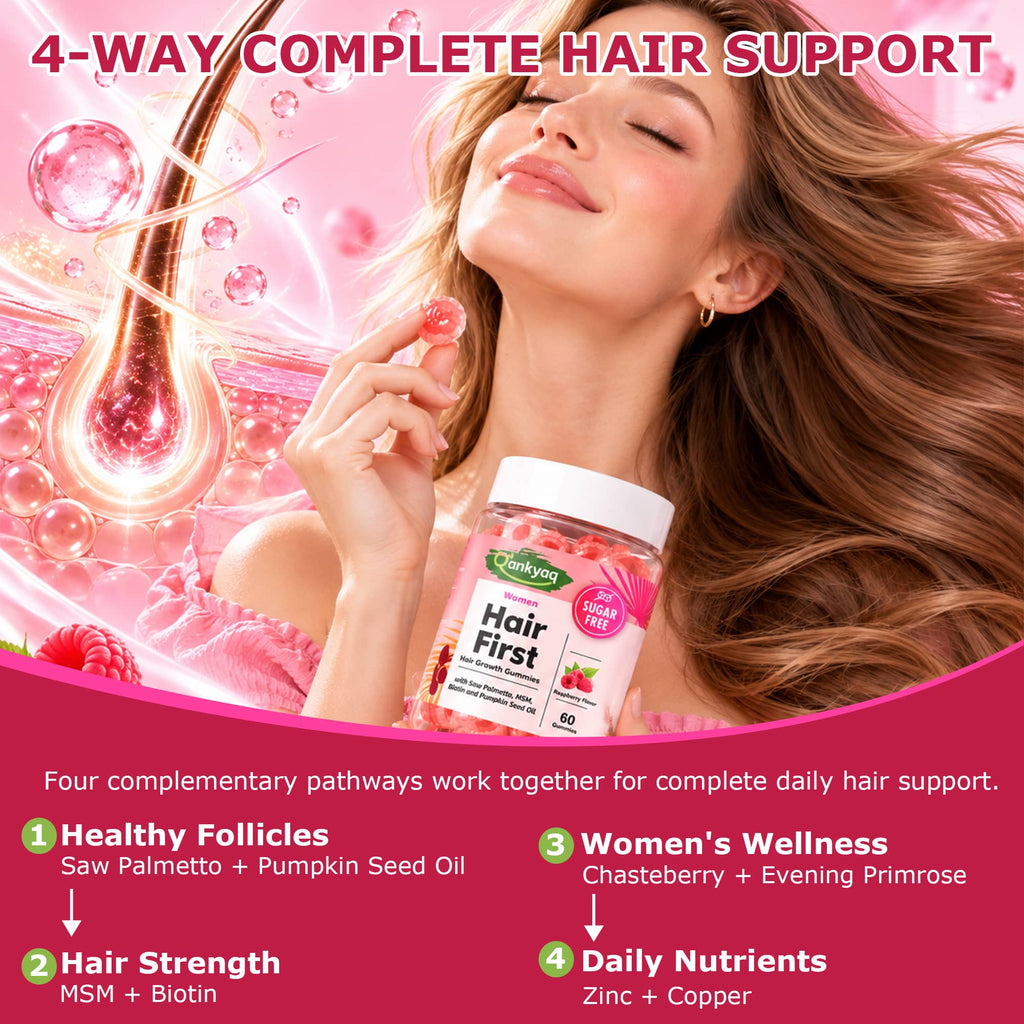 Hair Growth Gummies for Women, Saw Palmetto, Pumpkin Seed Oil & MSM